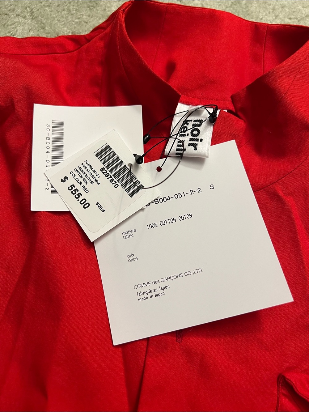 BNWT: noir kei ninomiya Red Button-Front Men/Womens Shirt - Picture 4 of 8